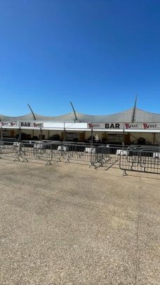 Picture of the bar setup at a festival before the festival